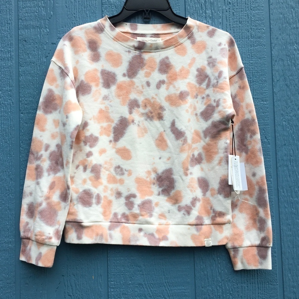 Treasure And Bond White Purple Tie Dye Pullover Sweater Girls Size Medium 8/10